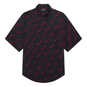Minimal Short Sleeve Shirt “Black Red” 658841TKO521076