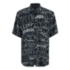 Mixed Typo Logo Print Short Sleeve Shirt “Black Grey” 556854TELF21269