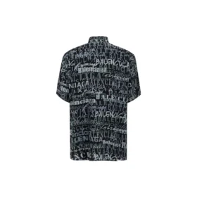 Mixed Typo Logo Print Short Sleeve Shirt “Black Grey” 556854TELF21269