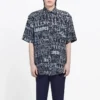Mixed Typo Logo Print Short Sleeve Shirt “Black Grey” 556854TELF21269