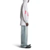 Music Archive Series Connected Zip Up Medium Fit Hoodie “Light Grey Red” 744457TQVA61561
