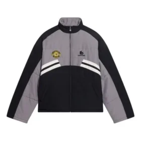 Padded Funnel-Neck Tracksuit Jacket “Grey Black” 675462-TKO48-1000