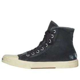 Paris High Top Sneakers “Black Destroyed Cotton and White Rubber” 688752W3RC11090