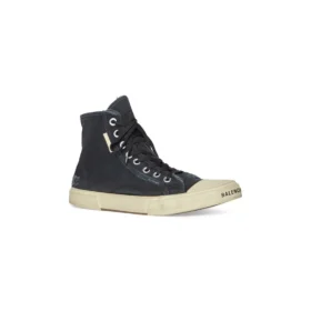 Paris High Top Sneakers “Black Destroyed Cotton and White Rubber” 688752W3RC11090