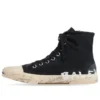 Paris High Top Sneakers “Black Destroyed Cotton and White Rubber with Graffiti” 688752W3RR41099