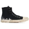 Paris High Top Sneakers “Black Destroyed Cotton and White Rubber with Graffiti” 688752W3RR41099