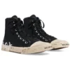 Paris High Top Sneakers “Black Destroyed Cotton and White Rubber with Graffiti” 688752W3RR41099