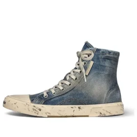 Paris High Top Sneakers “Blue Destroyed Denim and Rubber” 688752W3RCL4090