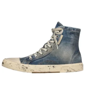 Paris High Top Sneakers “Blue Destroyed Denim and Rubber” 688756W3RCL4090 Paris High Top Sneakers “Blue Destroyed Denim and Rubber” 688756W3RCL4090
