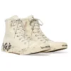 Paris High Top Sneakers “White Destroyed Cotton and White Rubber with Graffiti” 688752W3RR49010