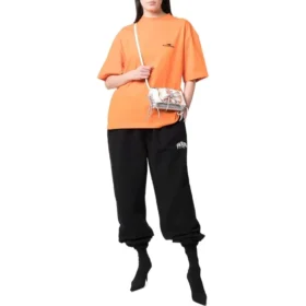 Paris Logo Stretched Knee Sweatpants “Black White” 675244TLVL81070