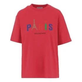 Paris Love Regular T-Shirt Printing Short Sleeve Red 594599TGV435640