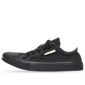 Paris Low Top Sneakers “Black Destroyed Cotton and Black Rubber” 688754W3RP21010