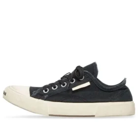 Paris Low Top Sneakers “Black Destroyed Cotton and White Rubber” 688754W3RC21090