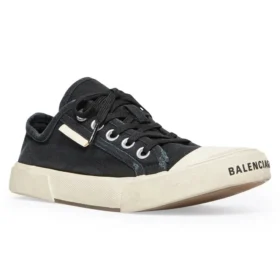 Paris Low Top Sneakers “Black Destroyed Cotton and White Rubber” 688754W3RC21090