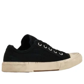 Paris Low Top Sneakers “Black Destroyed Cotton and White Rubber” 688757W3RC21090 Paris Low Top Sneakers “Black Destroyed Cotton and White Rubber” 688757W3RC21090