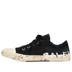 Paris Low Top Sneakers “Black Destroyed Cotton and White Rubber with Graffiti” 688754W3RR51099
