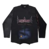 Paris Moon Upside Down Long Sleeve T-Shirt Oversized “Black Faded” 698155TOVT31055