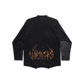 Paris Moon Upside Down Long Sleeve T-Shirt Oversized “Black Faded” 698155TOVT31055