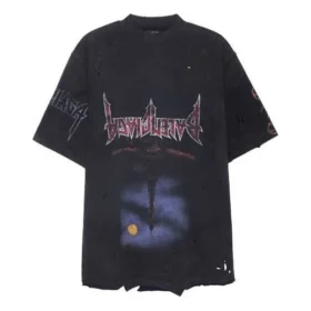 Paris Moon Upside Down T-Shirt Oversized “Black Faded” 698811TOVT31055