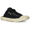 Paris Mules “Black Destroyed Cotton and White Rubber” 693952W3RC31090
