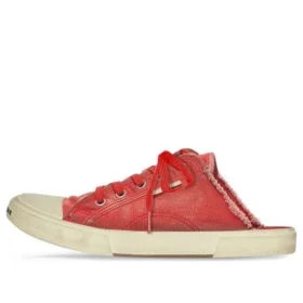 Paris Mules “Red Destroyed Cotton and White Rubber” 693952W3RC36090