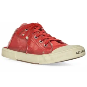 Paris Mules “Red Destroyed Cotton and White Rubber” 693952W3RC36090