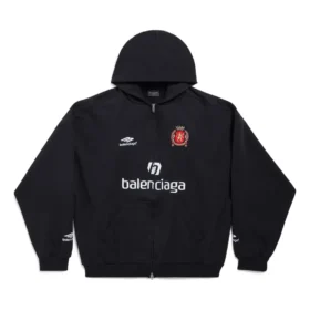 Paris Soccer Zip-up Hoodie Medium Fit “Black White” 744457TPVS61070