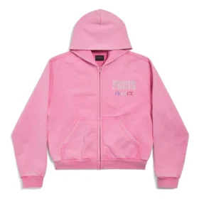 Paris Strass Full Zip Hoodie Small Fit “Faded Pink” 811611TRVL49568