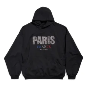 Paris Strass Hoodie Large Fit “Black” 803265TRVL41000