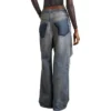 Patched Pockets Baggy Jeans “Blue” 751111TDW143359