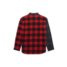 Patchwork Plaid Flannel Shirt “Red Black” 647364TJM136167