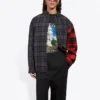 Patchwork Plaid Flannel Shirt “Red Black” 647364TJM136167