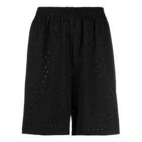 Perforated Elastic Waistband Shorts “Black” 674591TMVD41000