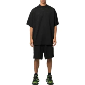 Perforated Elastic Waistband Shorts “Black” 674591TMVD41000