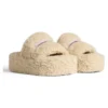 Platform Furry Slides “Beige” 762826W2DO19796