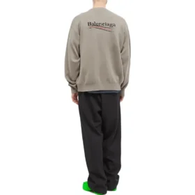 Political Campaign Crewneck Sweater “Khaki” 695827T32385963