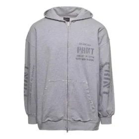 Print Zip-Up Hoodie Small Fit “Grey” 744454TOVN41167