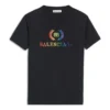 Rainbow Gradient Logo Round Neck Short Sleeve Black 570814TEV531000