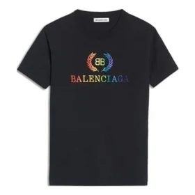 Rainbow Gradient Logo Round Neck Short Sleeve Black 570814TEV531000