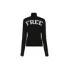 Ribbed Printed FREE Turtleneck Sweater “Black” 662722T32101070