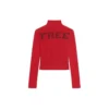 Ribbed Printed FREE Turtleneck Sweater “Red” 662722T32106167