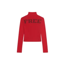 Ribbed Printed FREE Turtleneck Sweater “Red” 662722T32106167