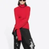 Ribbed Printed FREE Turtleneck Sweater “Red” 662722T32106167