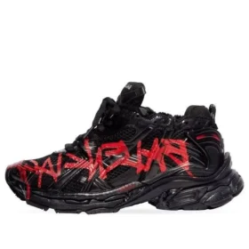Runner Graffiti Sneakers “Black and Red Mesh and Nylon” 677403W3RBQ1060
