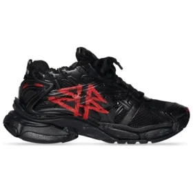 Runner Graffiti Sneakers “Black and Red Mesh and Nylon” 677403W3RBQ1060