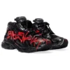 Runner Graffiti Sneakers “Black and Red Mesh and Nylon” 677403W3RBQ1060