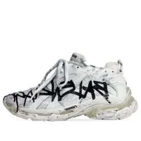 Runner Graffiti Sneakers “Black and White Mesh and Nylon” 677403W3RBQ9010