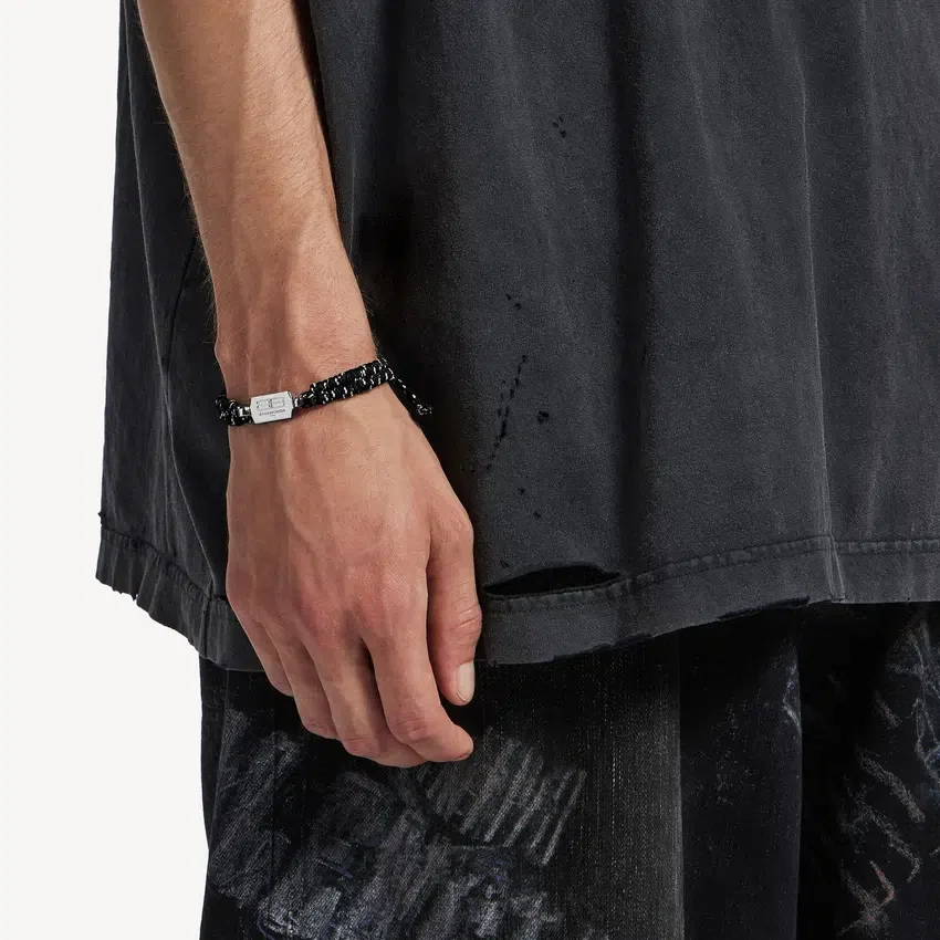 Saint-germain lace bracelet in black/white/shiny silver Saint-germain lace bracelet in black/white/shiny silver