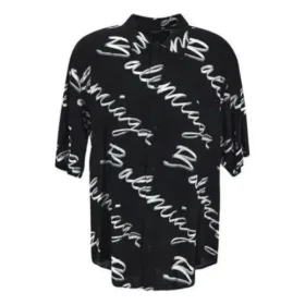 Scribble Logo Short Sleeve Minimal Shirt “Black White” 681813TML131070